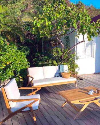 Fabricante de sofas en madera de teca para jardín