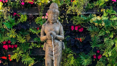 Green stone hand carved fountains from Bali.