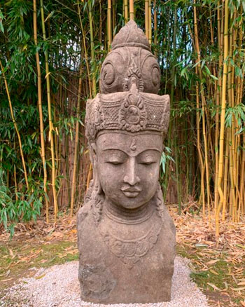 Dewi Sri Green stone sculpture handcarved from Indonesia.