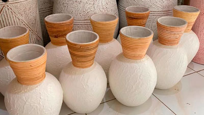 Terracota and rattan pots for Home Decor. Manuracturer and exporter.