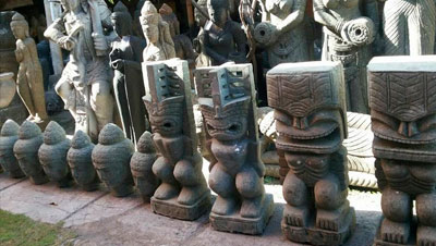 Manufacturer and supplier of Green stone sculpture handcarved for garden decor from Bali.